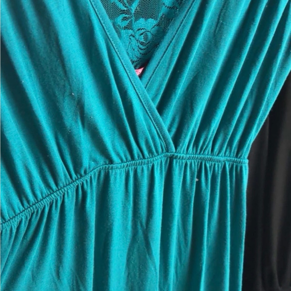Teal V-Neck Dress